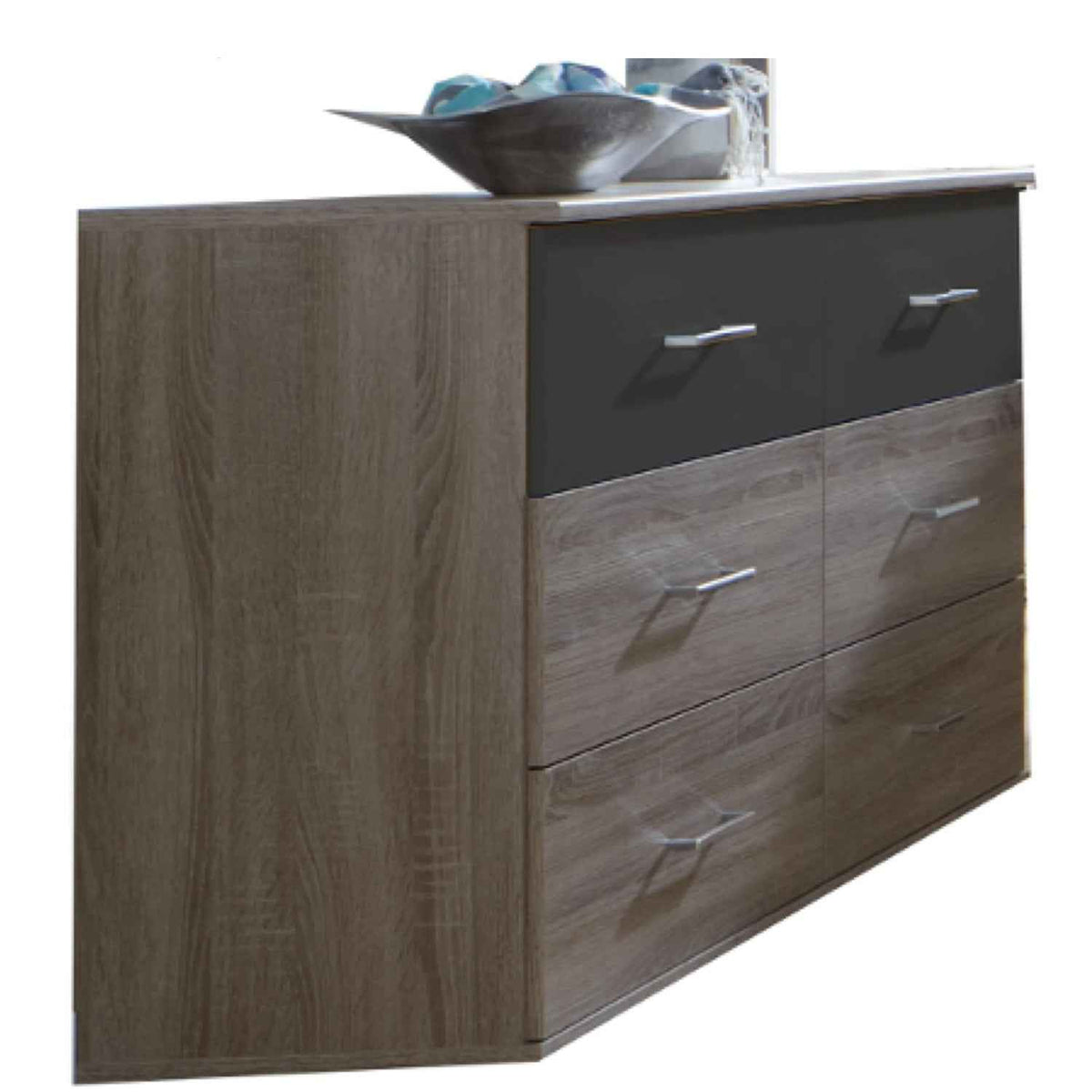 Alton Large 6 Drawer Chest in Montana Oak and Graphite