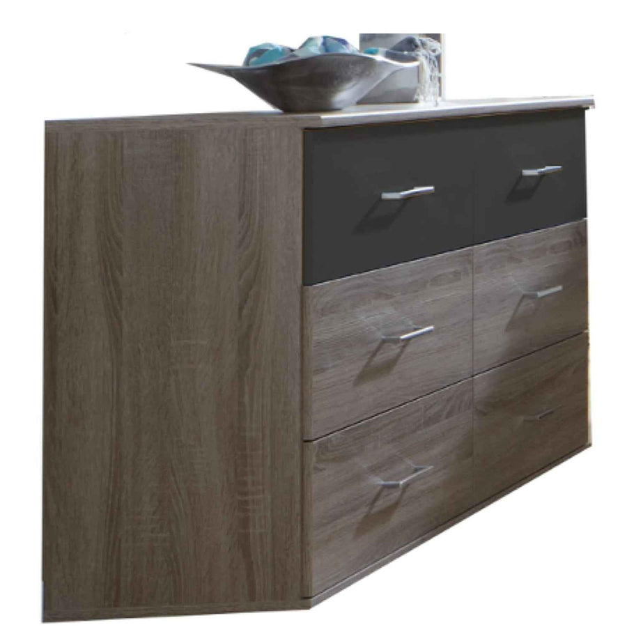 Alton Large 6 Drawer Chest in Montana Oak and Graphite