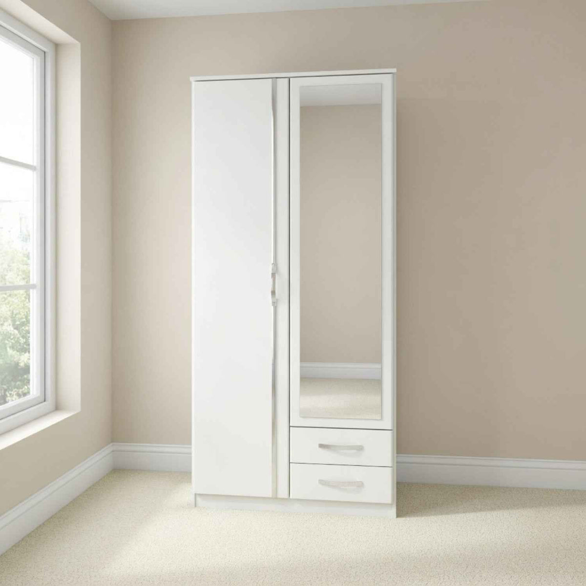 Hampton 2 Door 2 Drawer Wardrobe in White