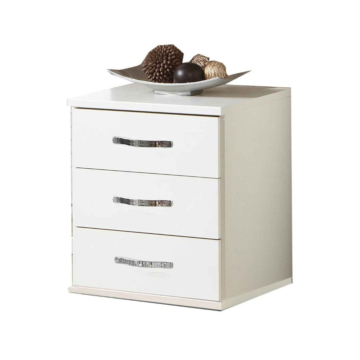 Hampton 3 Drawer Bedside Cabinet in White