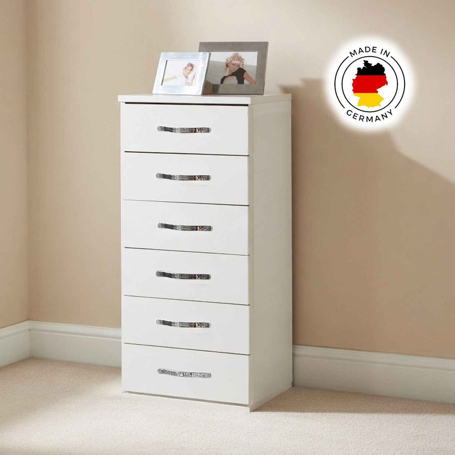 Hampton White Narrow 6 Drawer Chest of Drawers