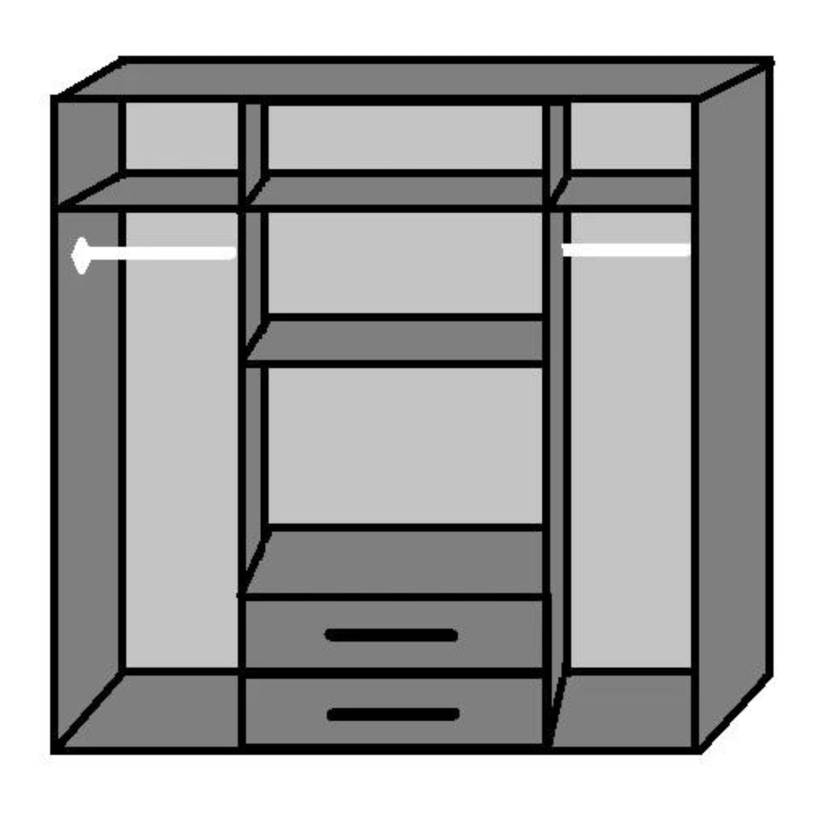 Hampton 4 Door Wardrobe with 2 Mirrors and 2 Drawers in White - image 6