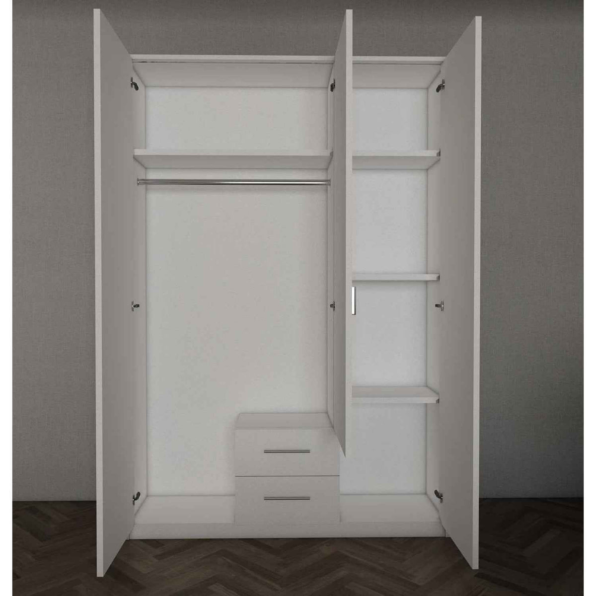 Windsor Oak 3 Door Wardrobe 135cm with Mirror and 2 Drawers