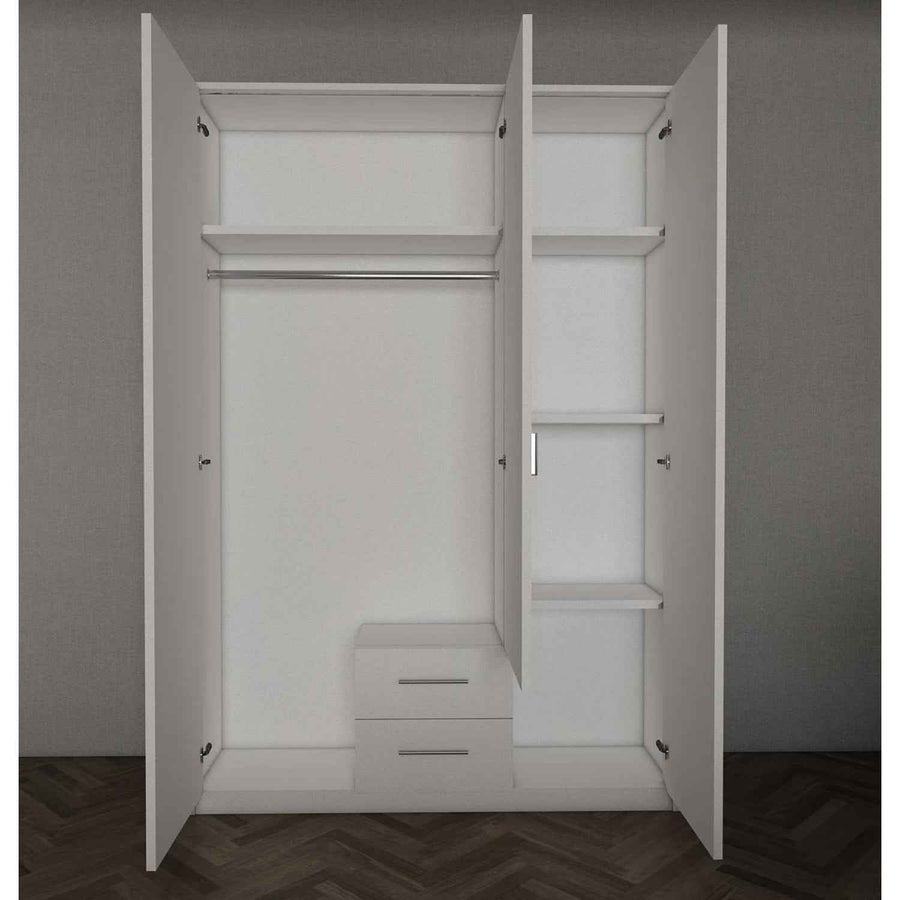 Windsor Oak 3 Door Wardrobe 135cm with Mirror and 2 Drawers
