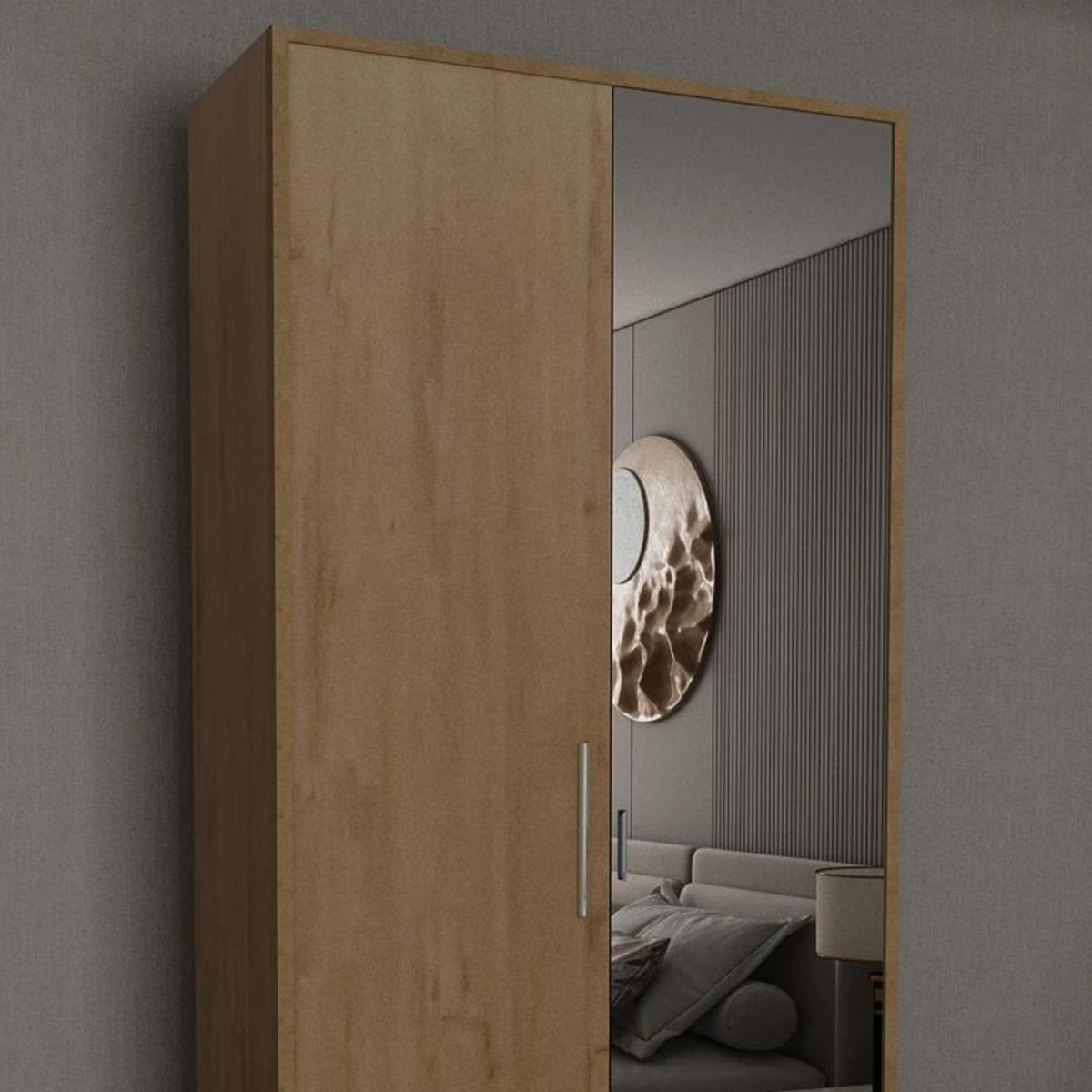 Windsor Oak 2 Door Wardrobe with Mirror and 2 Drawers - image 7