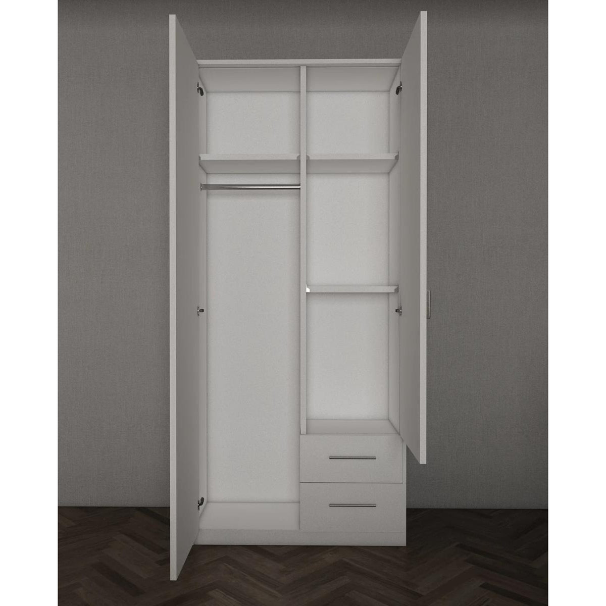 Windsor Oak 2 Door Wardrobe with Mirror and 2 Drawers - image 5