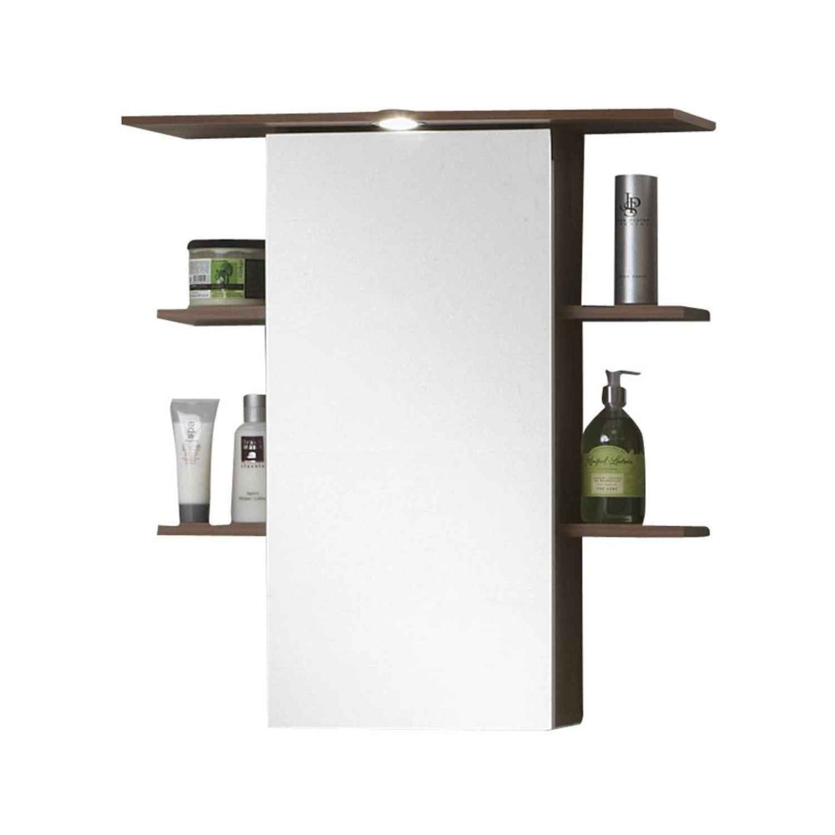 Marlow Mirrored Bathroom Cabinet in White and Plum Wood Effect