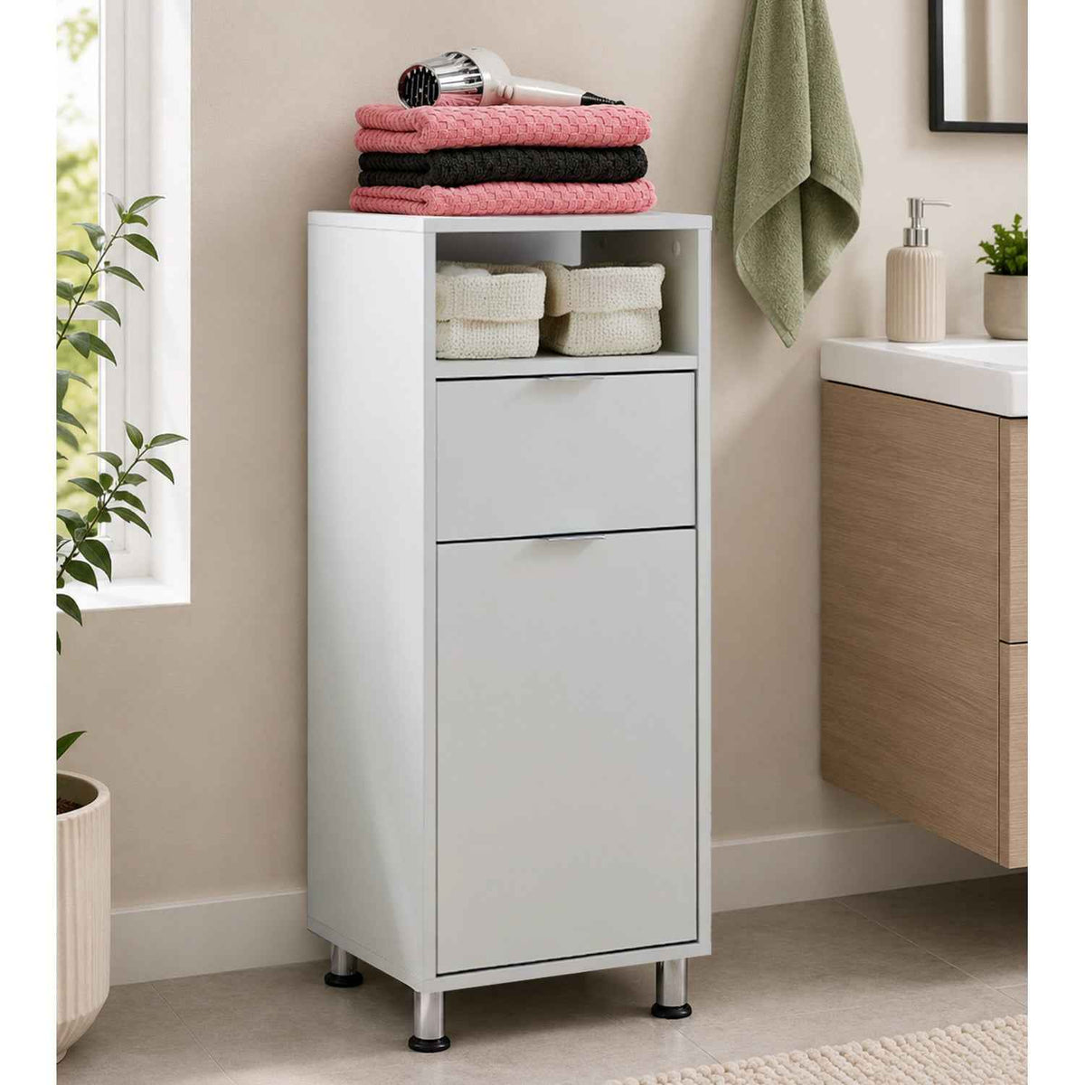 Zennor Tall Bathroom Storage Cabinet in White