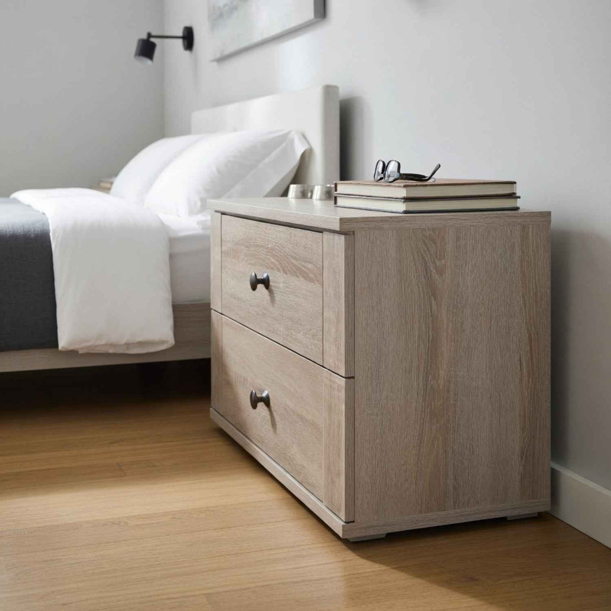 Cotswold Oak 2 Drawer Bedside Chest