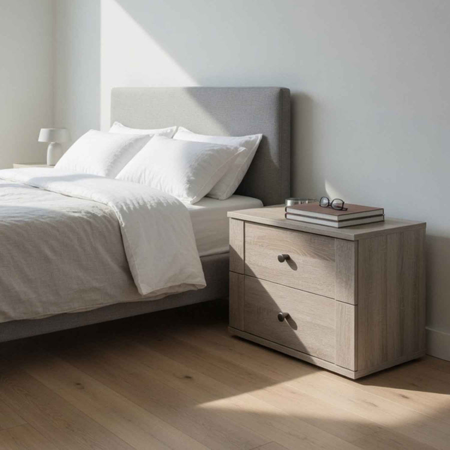 Cotswold Oak 2 Drawer Bedside Chest