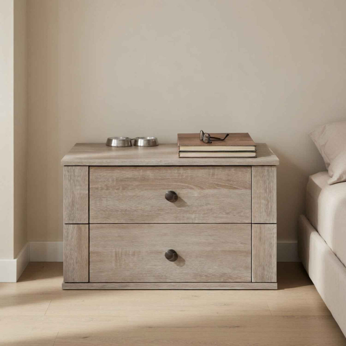 Cotswold Oak 2 Drawer Bedside Chest