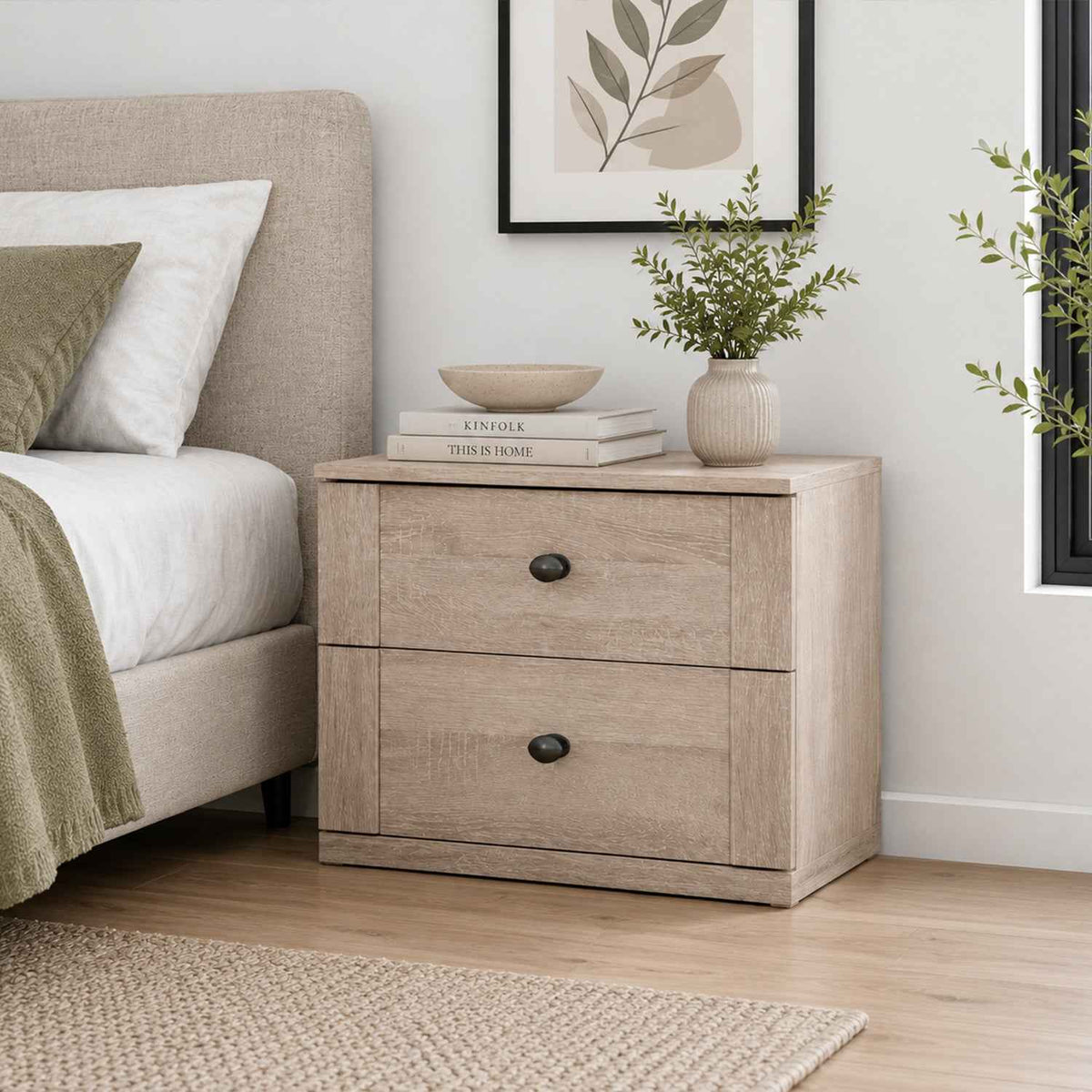 Cotswold Oak 2 Drawer Bedside Chest