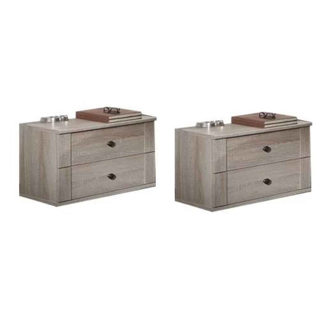 Cotswold Oak 2 Piece 2 Drawer Bedside Table Set