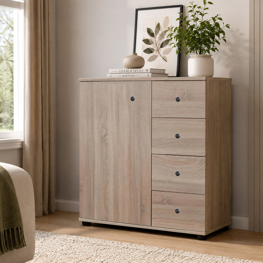 Cotswold Oak Combi Chest of Drawers with 1 Door - image 1