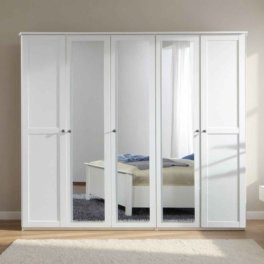 Cotswold White 5 Door Wardrobe with 3 Mirror Doors