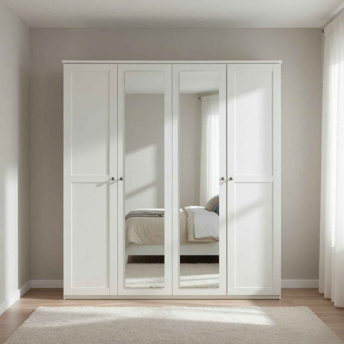 Cotswold White 4 Door Wardrobe with Mirrors