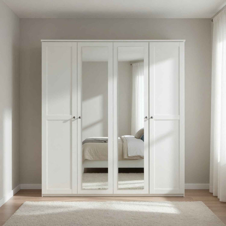 Cotswold White 4 Door Wardrobe with Mirrors