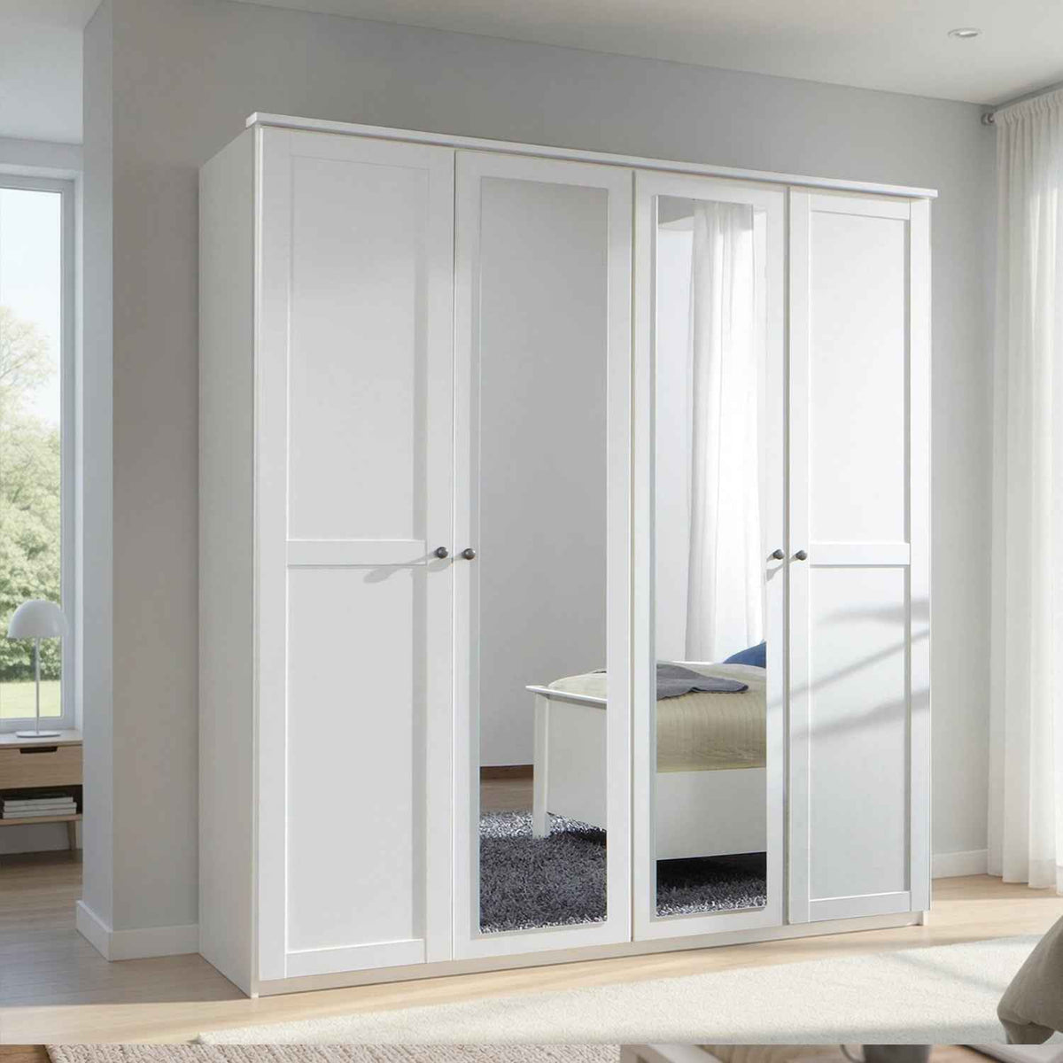 Cotswold White 4 Door Wardrobe with Mirrors