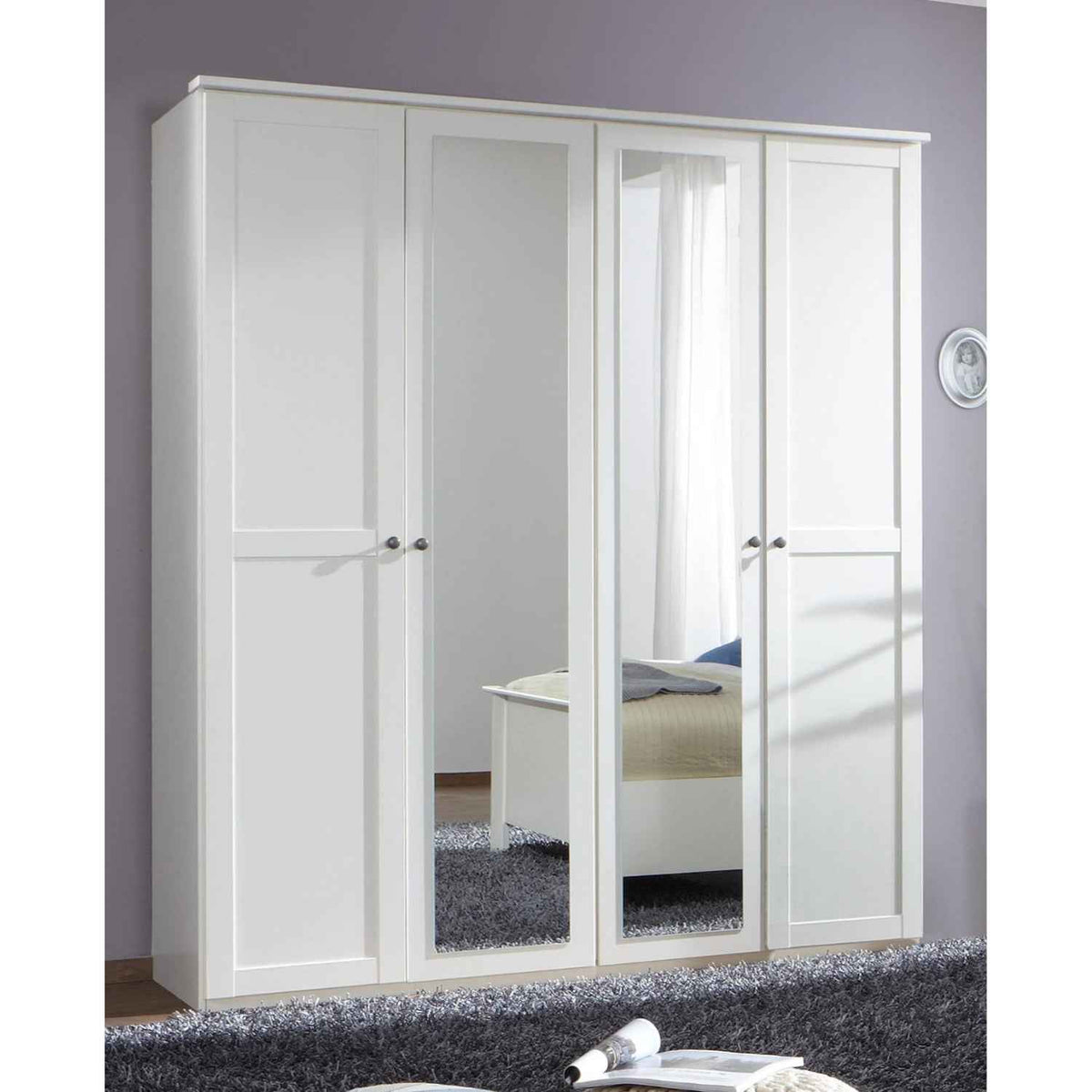 Cotswold White 4 Door Wardrobe with Mirrors