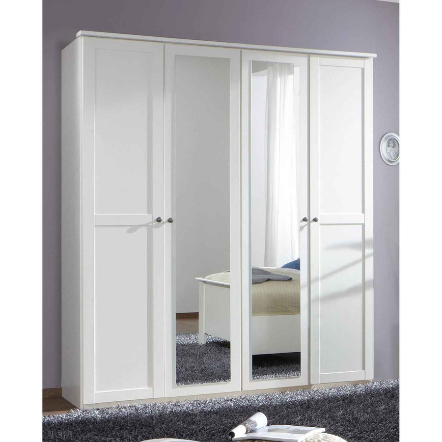 Cotswold White 4 Door Wardrobe with Mirrors