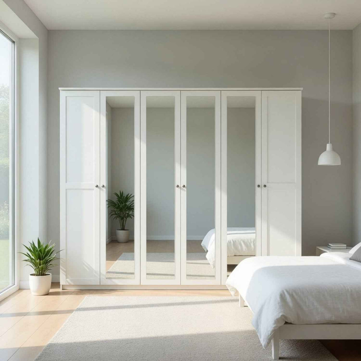 Cotswold White 6 Door Wardrobe with 4 Mirror Doors
