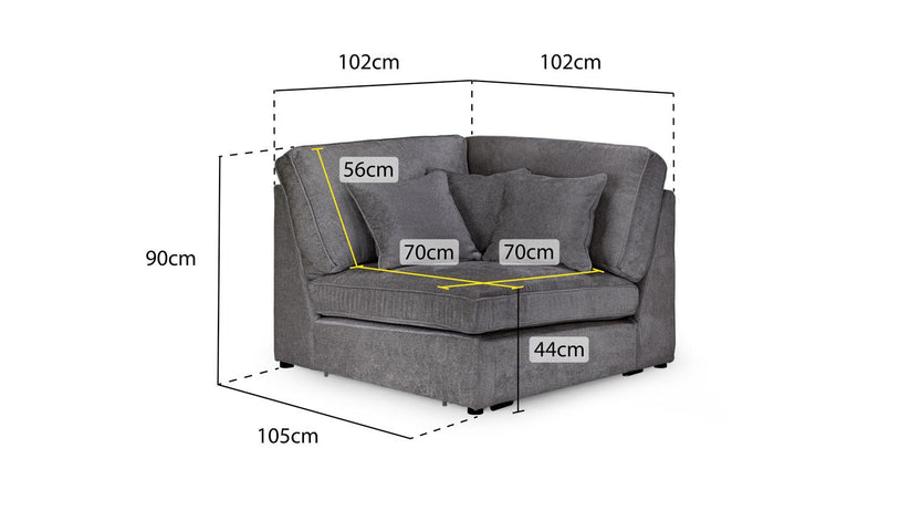Kiana Modular Sofa Grey Corner Piece