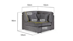 Kiana Modular Sofa Grey Corner Piece