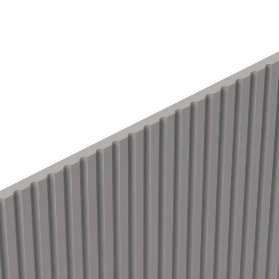 Kensington 200cm Grey Sliding Door Wardrobe with Mirror and Ribbed Panel