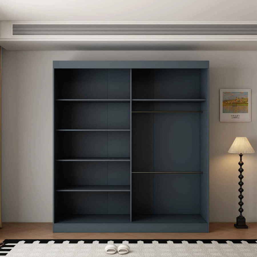Kensington 200cm Dark Grey Sliding Door Wardrobe with Mirror Panel