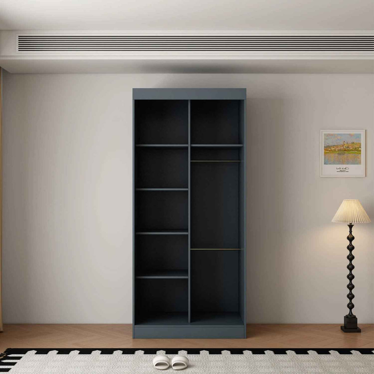 Kensington 100cm Dark Grey Sliding Door Wardrobe with Mirror Panel