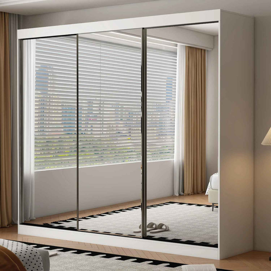 Chichester 250cm Full Mirror Sliding Door Wardrobe in White
