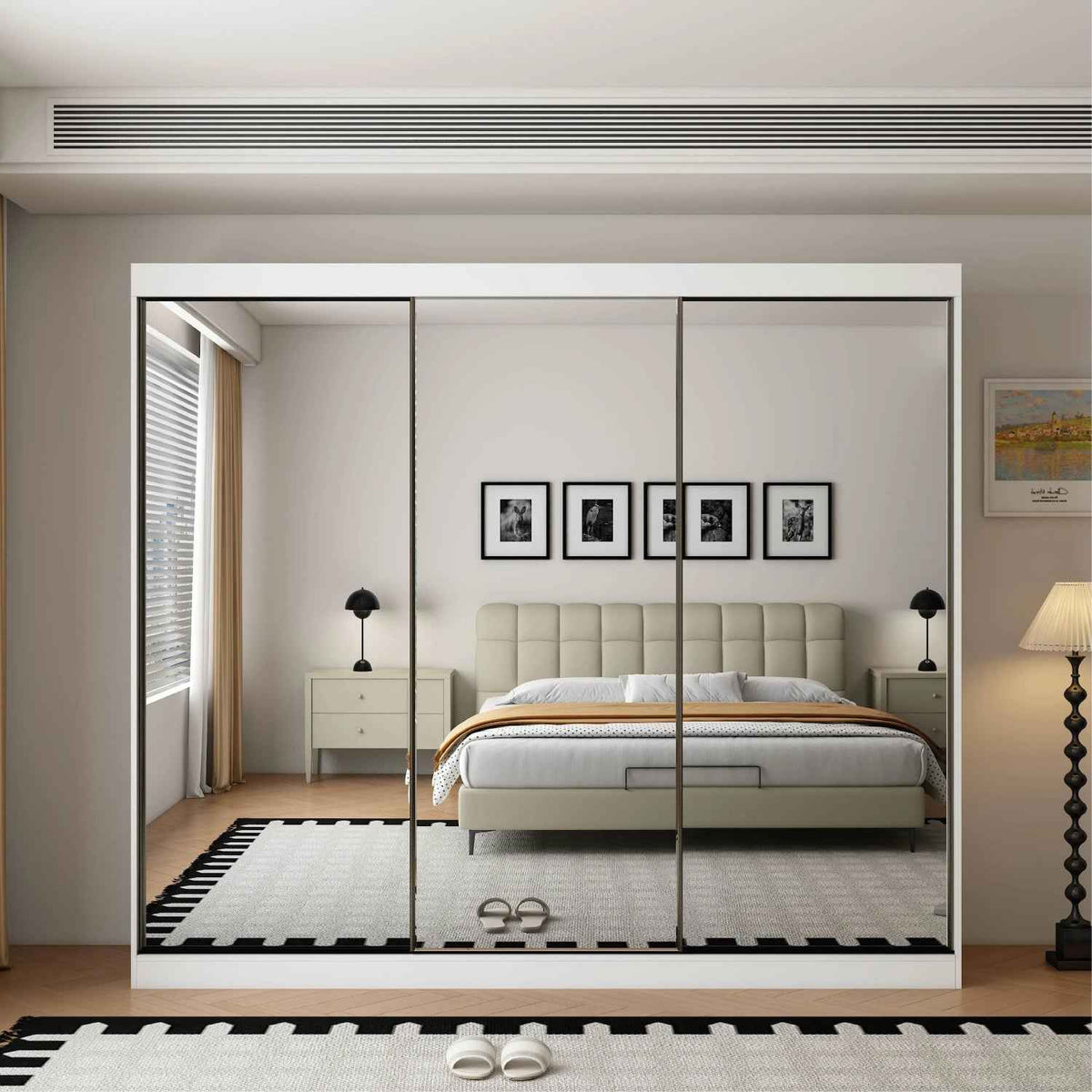 Chichester 250cm Full Mirror Sliding Door Wardrobe in White