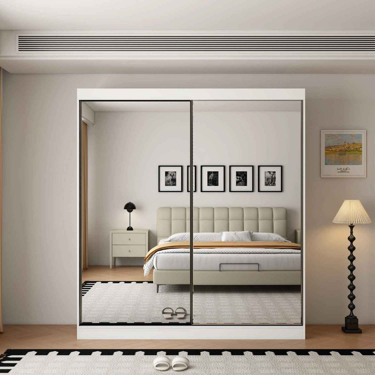 Chichester 200cm Full Mirror Sliding Door Wardrobe in White