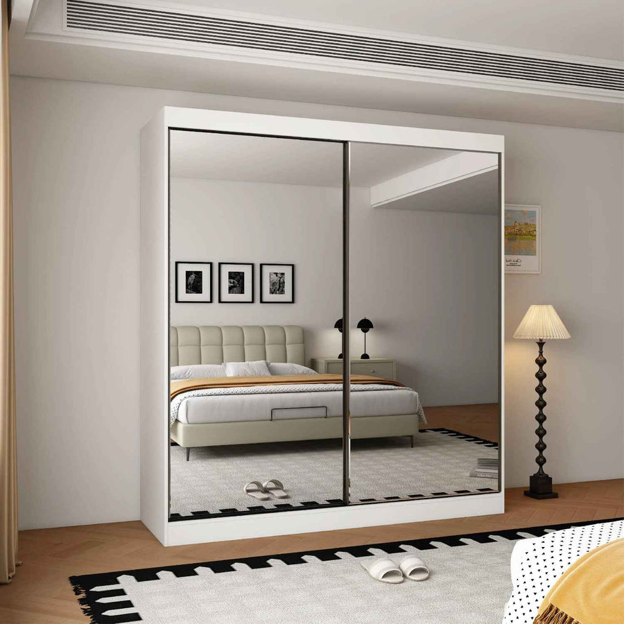 Chichester 200cm Full Mirror Sliding Door Wardrobe in White