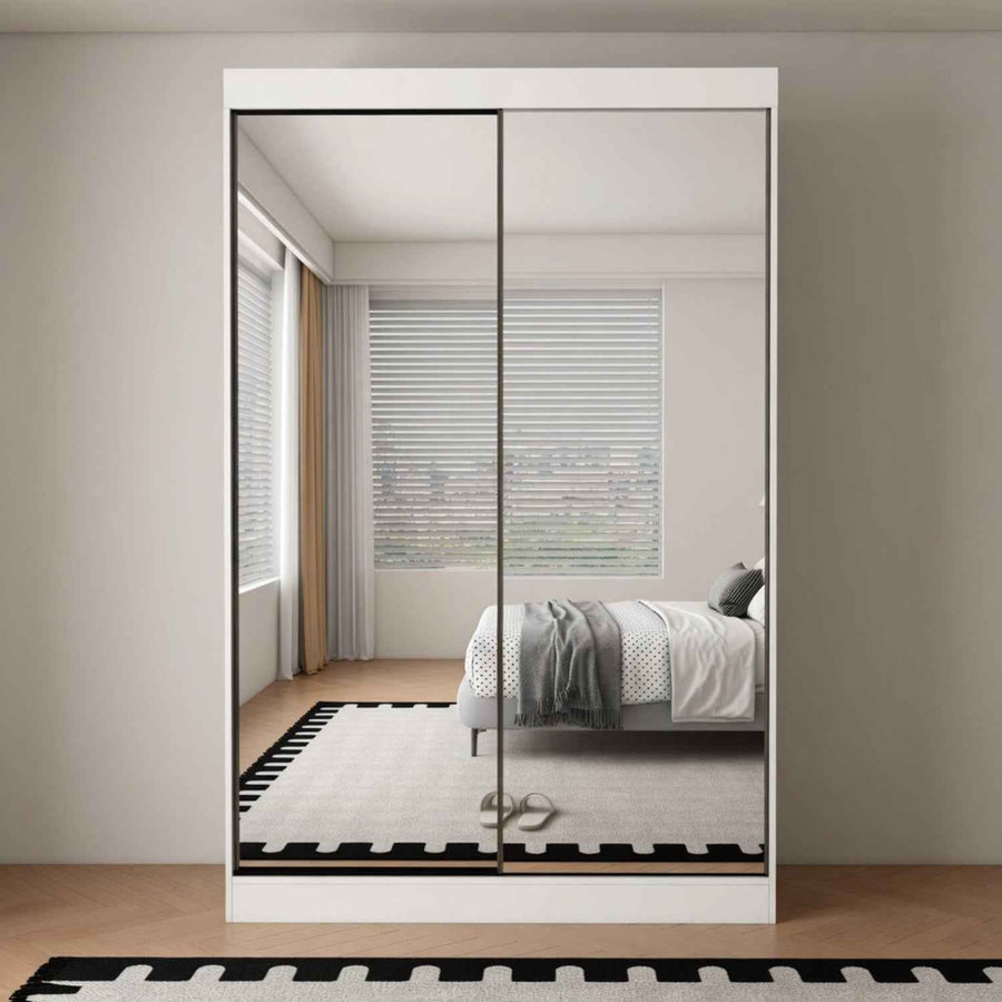 Chichester 150cm Full Mirror Sliding Door Wardrobe in White