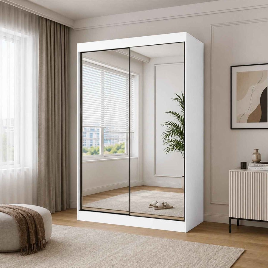 Chichester 150cm Full Mirror Sliding Door Wardrobe in White