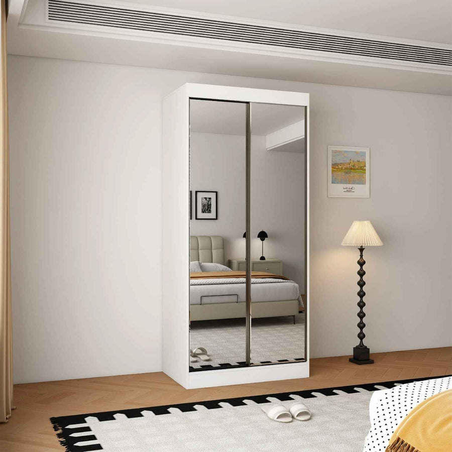 Chichester 100cm Full Mirror Sliding Door Wardrobe in White