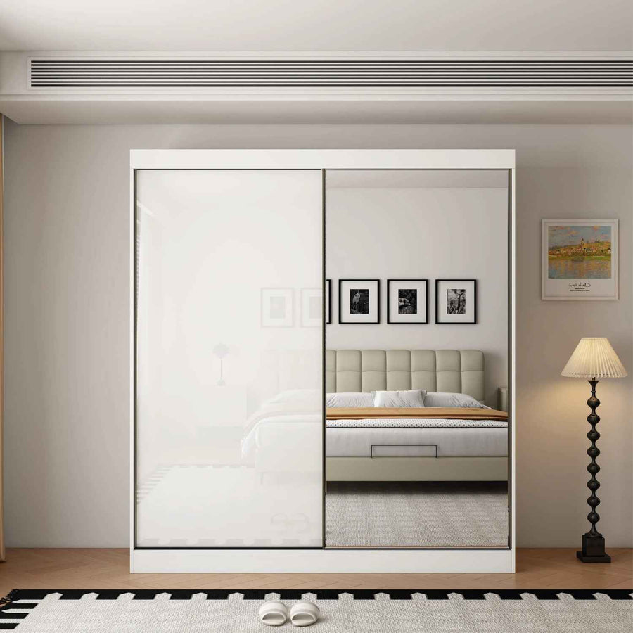 Padstow 200cm Gloss White Sliding Door Wardrobe with Mirror