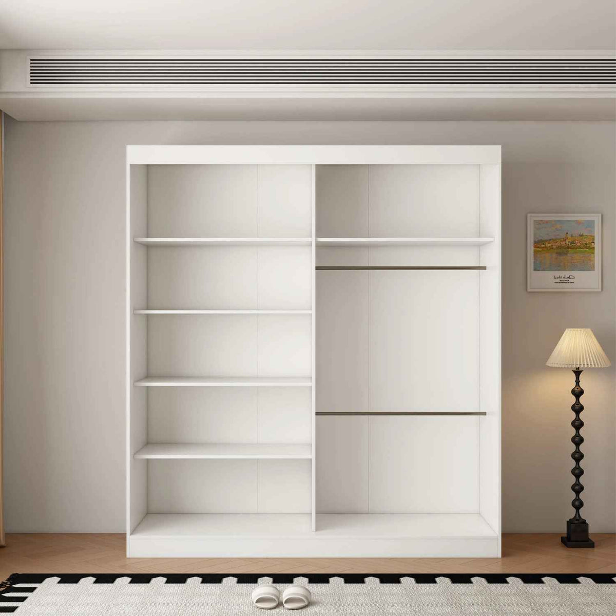 Padstow 200cm Gloss White Sliding Door Wardrobe with Mirror