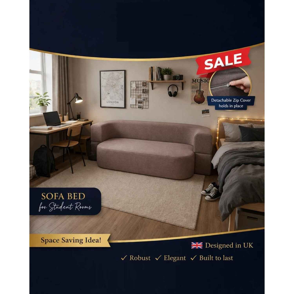 Elstead Beige 2 Seater Sofa Bed