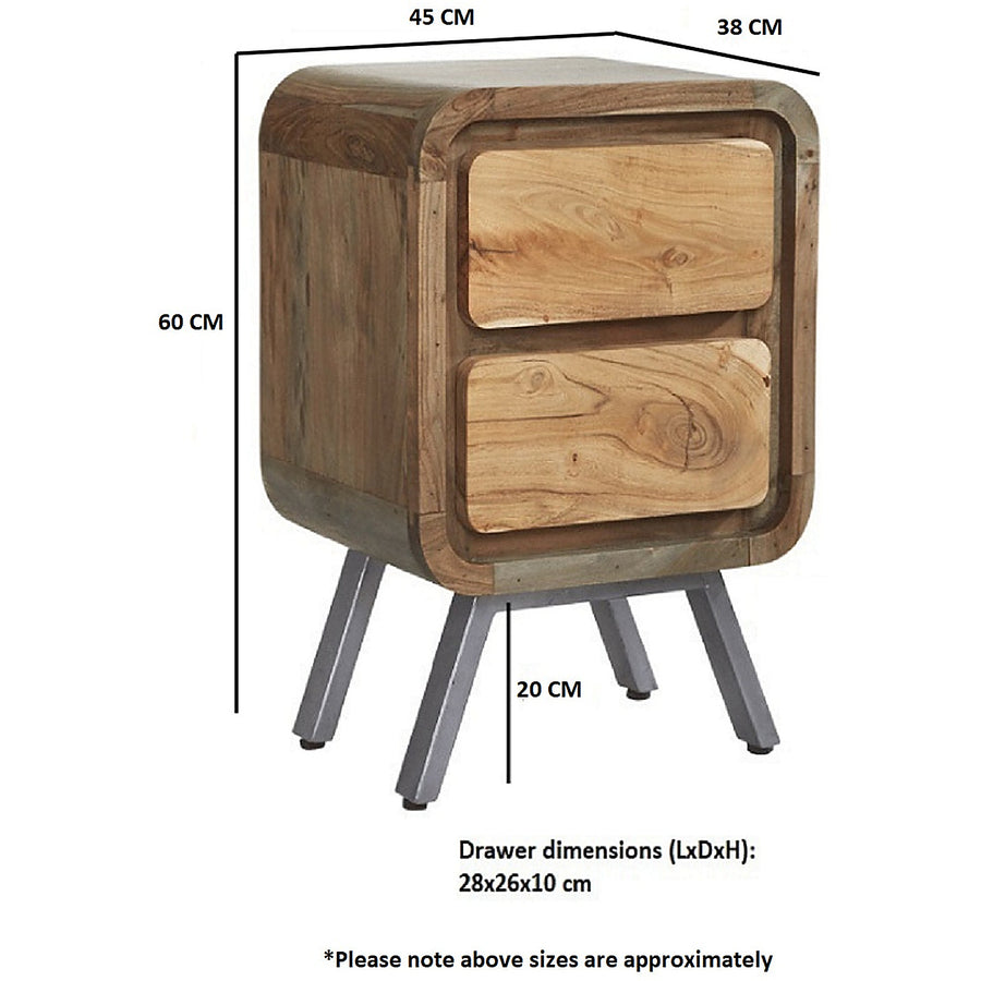 Retrona Retro Wood and Metal 2 Drawer Lamp Table - image 5