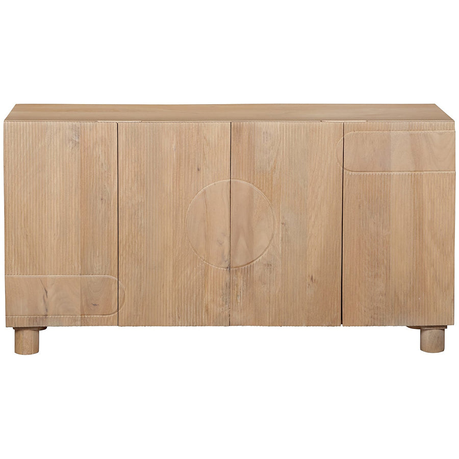Flutera Light Brown Extra Large Fluted Mango Wood 4 Door Sideboard - image 4
