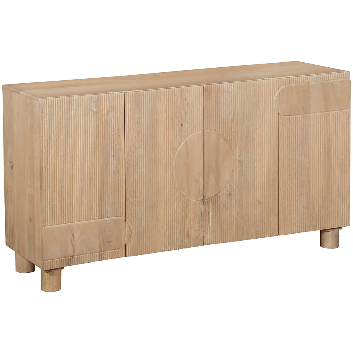 Flutera Light Brown Extra Large Fluted Mango Wood 4 Door Sideboard