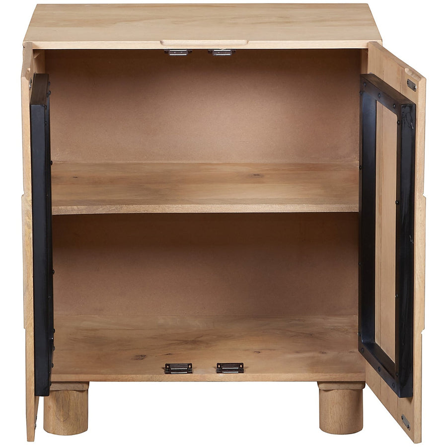 Flutera Light Brown Small Fluted Mango Wood 2 Door Sideboard