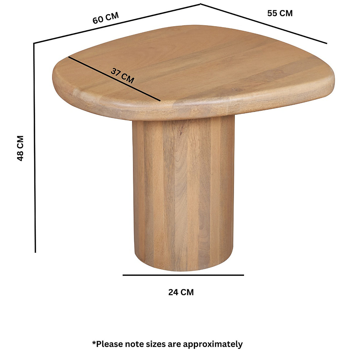 Flutera Natural Pebble Shape Mango Wood Side Table - image 7
