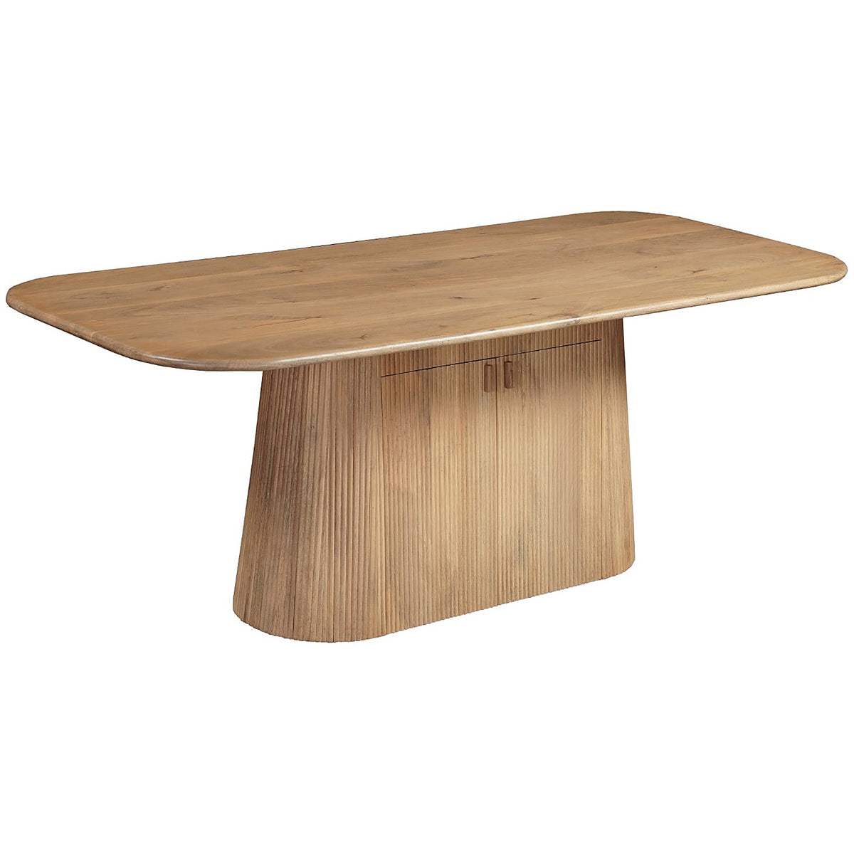 Flutera Natural Mango Wood Dining Table with Fluted Storage Pedestal - image 6