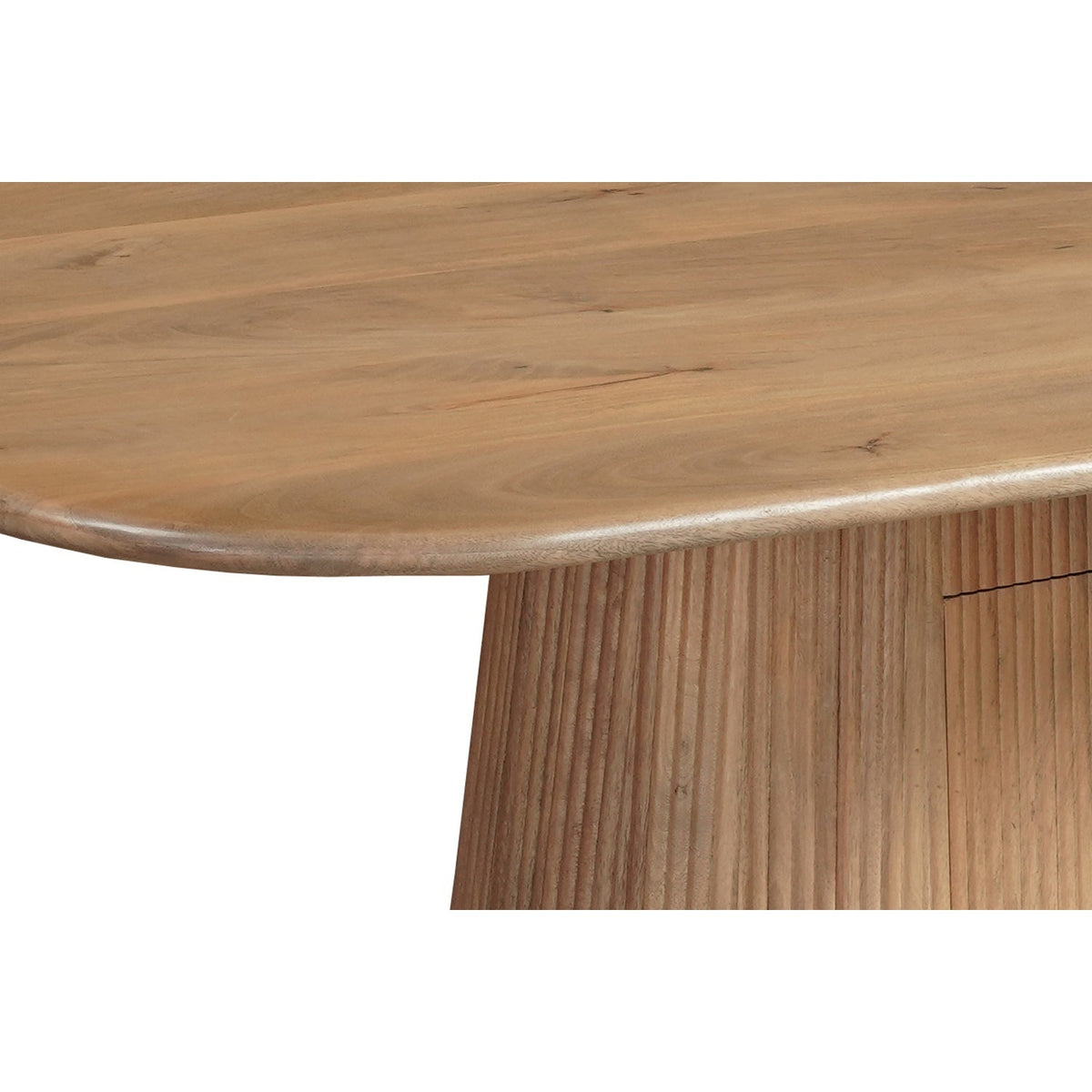 Flutera Natural Large Mango Wood Dining Table with Storage Pedestal