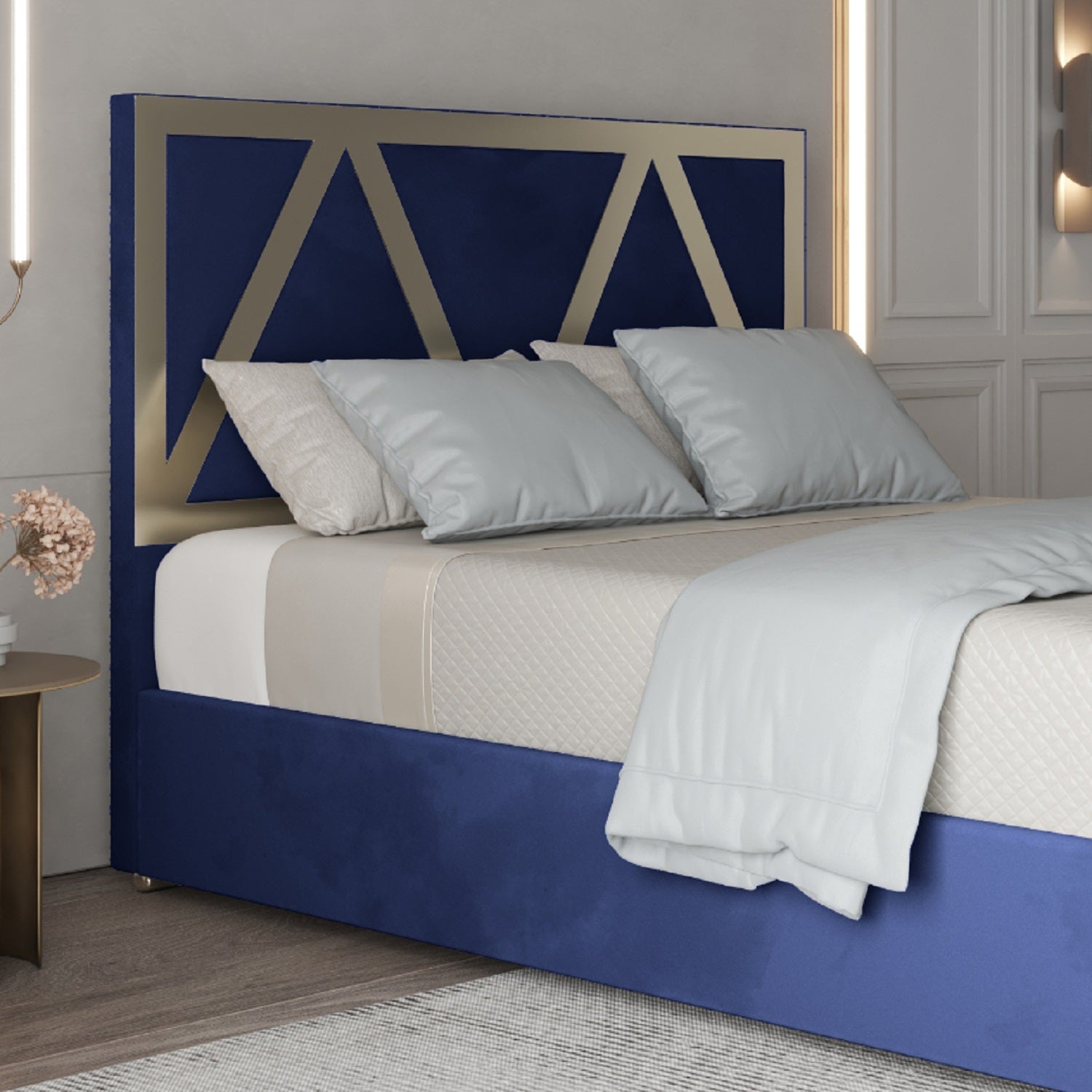 Alison Upholstered Soft Velvet Metal Bed Frame