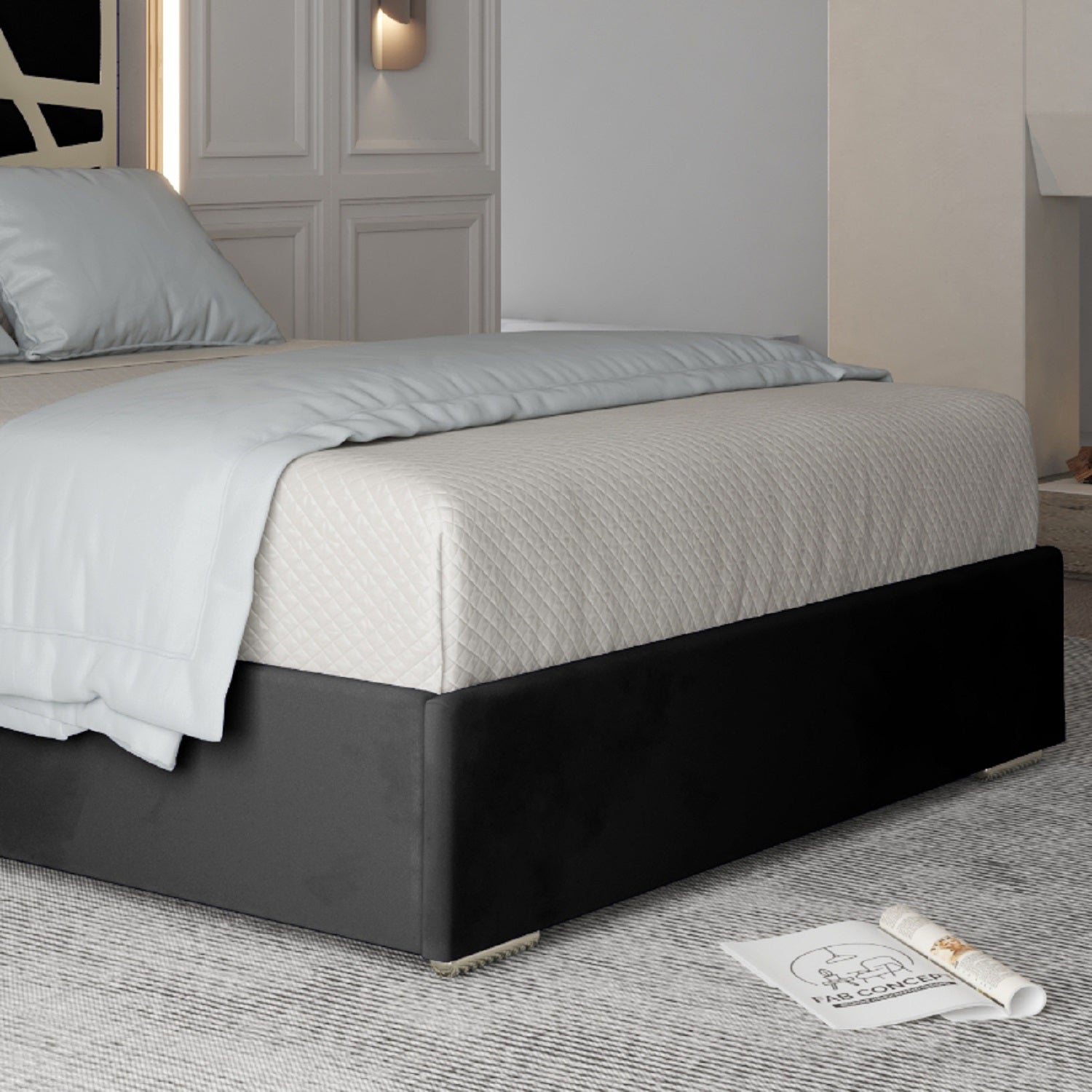 Arabella Upholstered Soft Velvet Metal Bed Frame