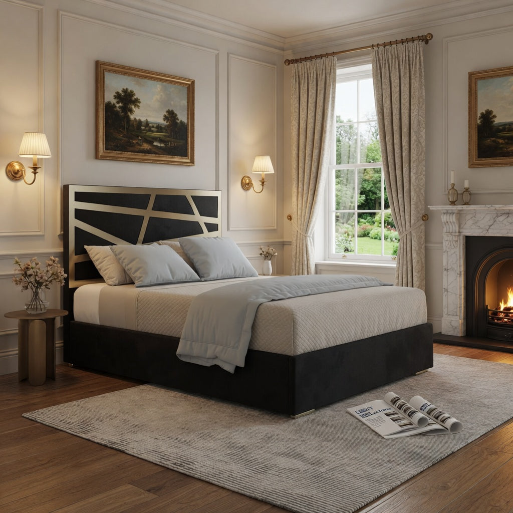Cloudrest Upholstered Soft Velvet Metal Designer Bed Frame